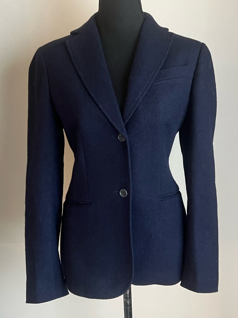 Lands' End Navy Women's Two-Button Tailored wool Blazer